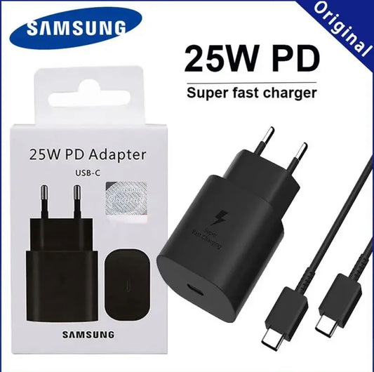 Essenxialz - ORIGINAL Samsung 25W Adapter & Super Fast Charging Cable Type-C 2 pins